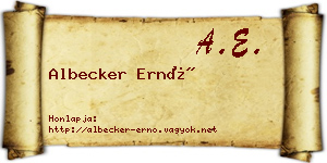 Albecker Ernő névjegykártya